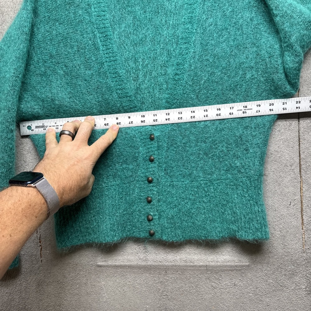 Free People‎ Green Mohair Blend Button Front Cardigan Sweater Boho Slouchy M - Picture 5 of 8